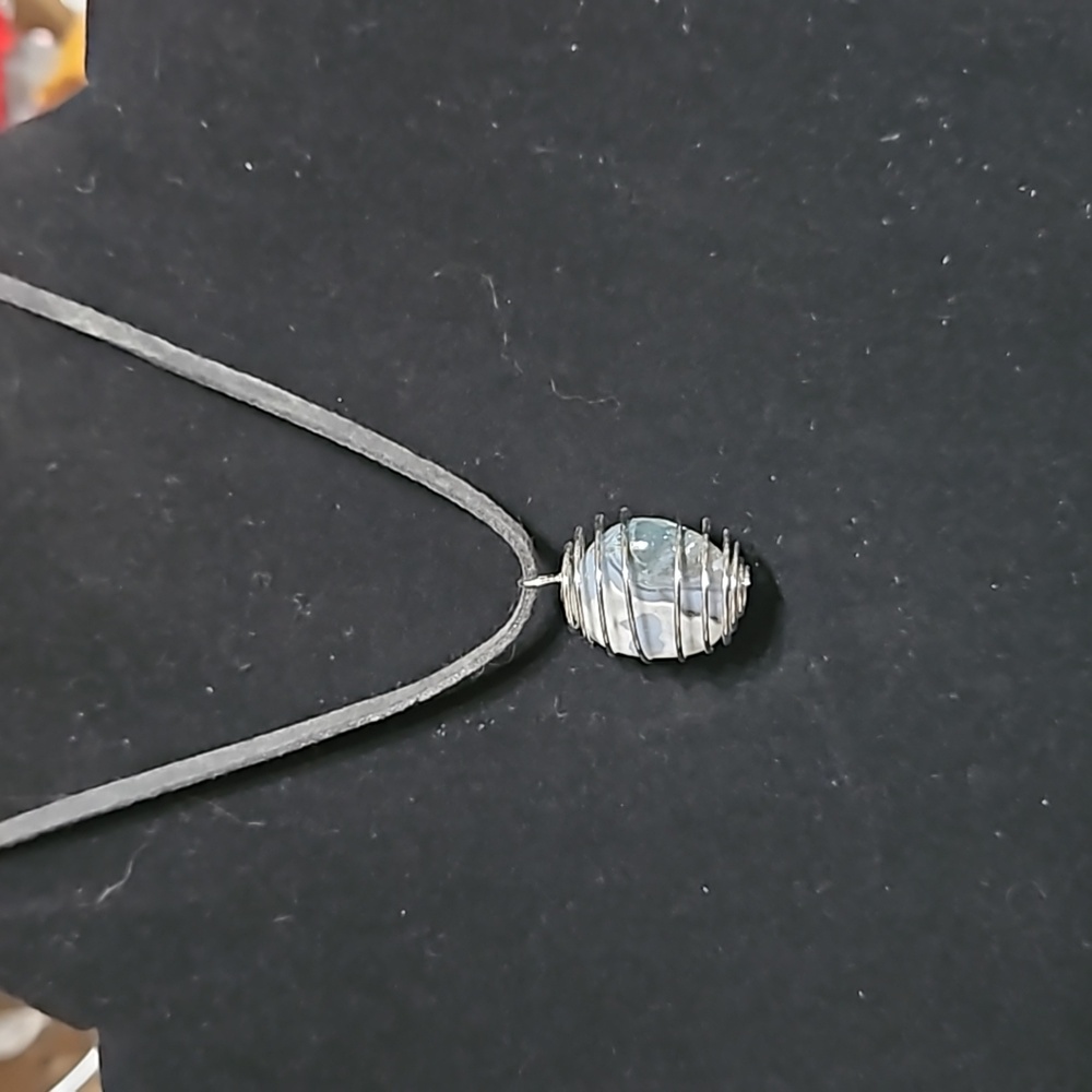 12 in necklace. with Blue agate charm